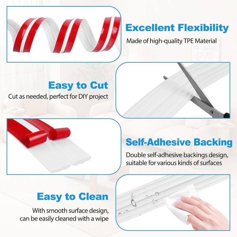 Heonay Wall Corner Protector Peel and Stick Corner Trim Molding Flexible Inside & Outside Wall Edge Guard Self Adhesive Moulding Trim for Edge Use, White, 2.3” W x 10’ L - Image 2